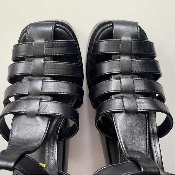 Goth Strappy Caged Toe Platform Chunky Block Heels in Black sz 6.5 by Sheln - Picture 7 of 13